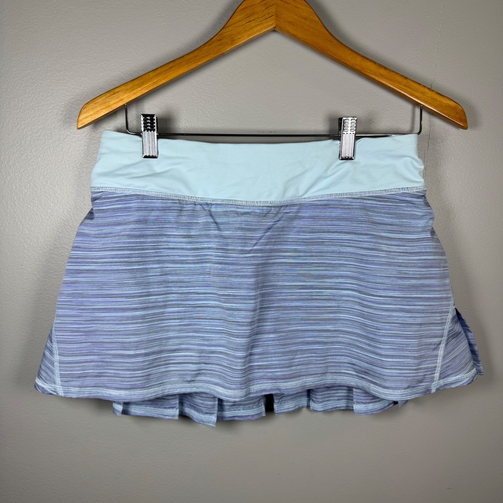 Lululemon Pace Setter Skirt Size 6 Blue Space Dye Pleated Tennis Running Skort